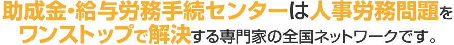 助成金・給与労務手続センターは人事労務問題をワンストップで解決する専門家の全国ネットワークです。
